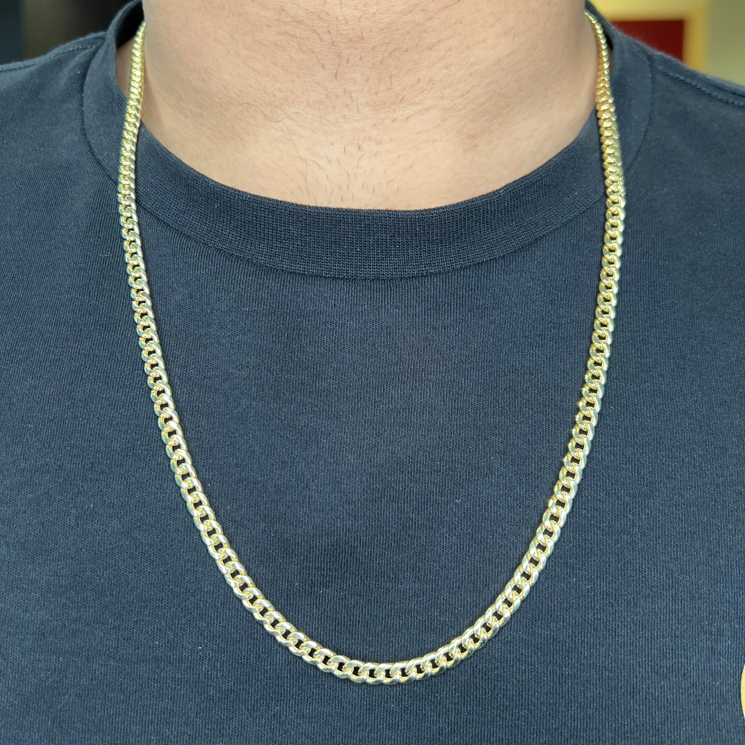 10K Yellow Gold (4.5mm) Semi Hollow Miami Cuban Link Chain (20" - 28")