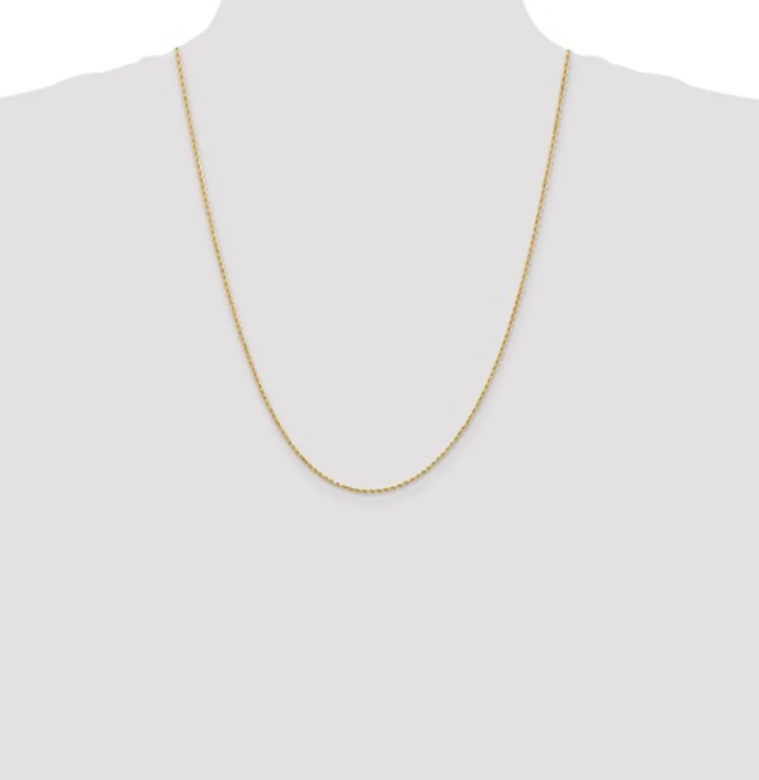 14K Yellow Gold 1.30MM Rope Chain with Lobster Clasp