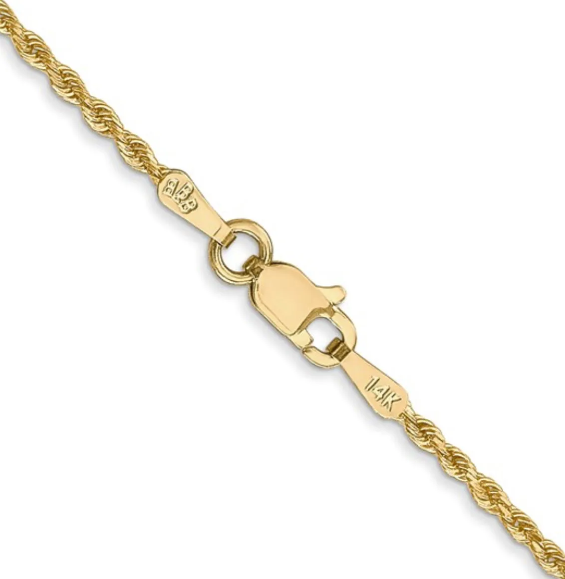 14K Yellow Gold 1.30MM Rope Chain with Lobster Clasp
