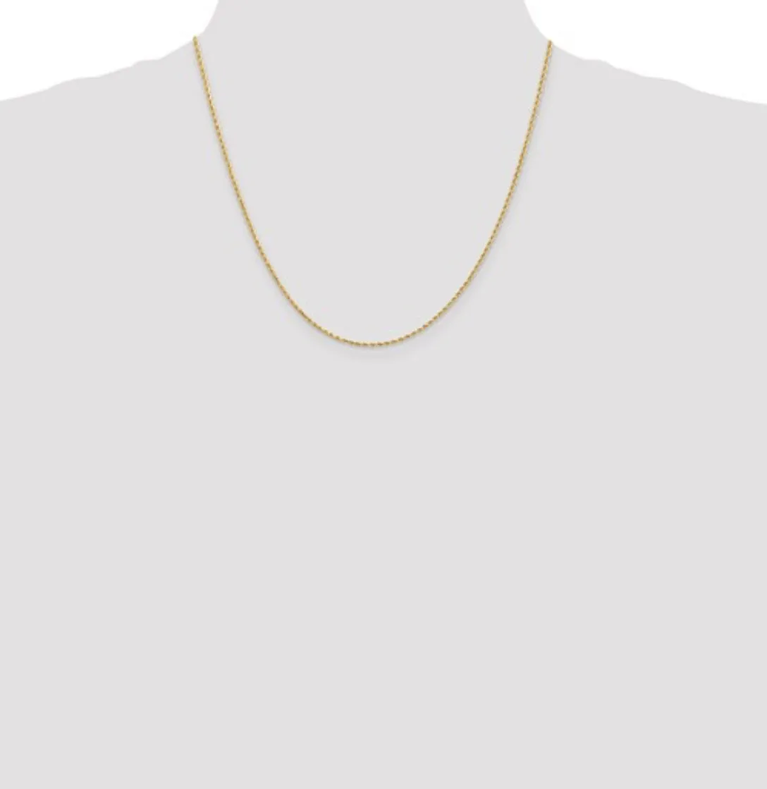 14K Yellow Gold 1.30MM Rope Chain with Lobster Clasp
