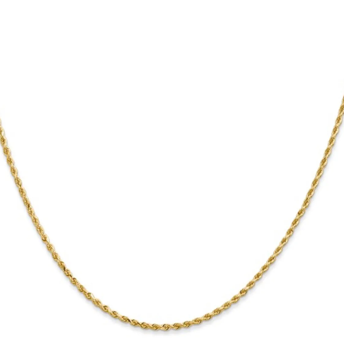14K Yellow Gold 1.30MM Rope Chain with Lobster Clasp