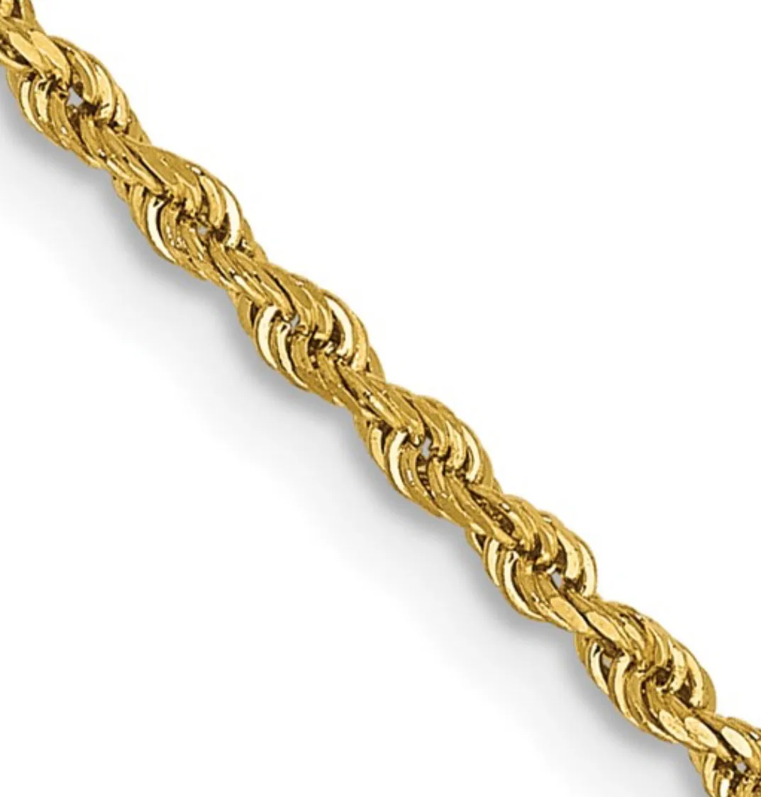 14K Yellow Gold 1.30MM Rope Chain with Lobster Clasp