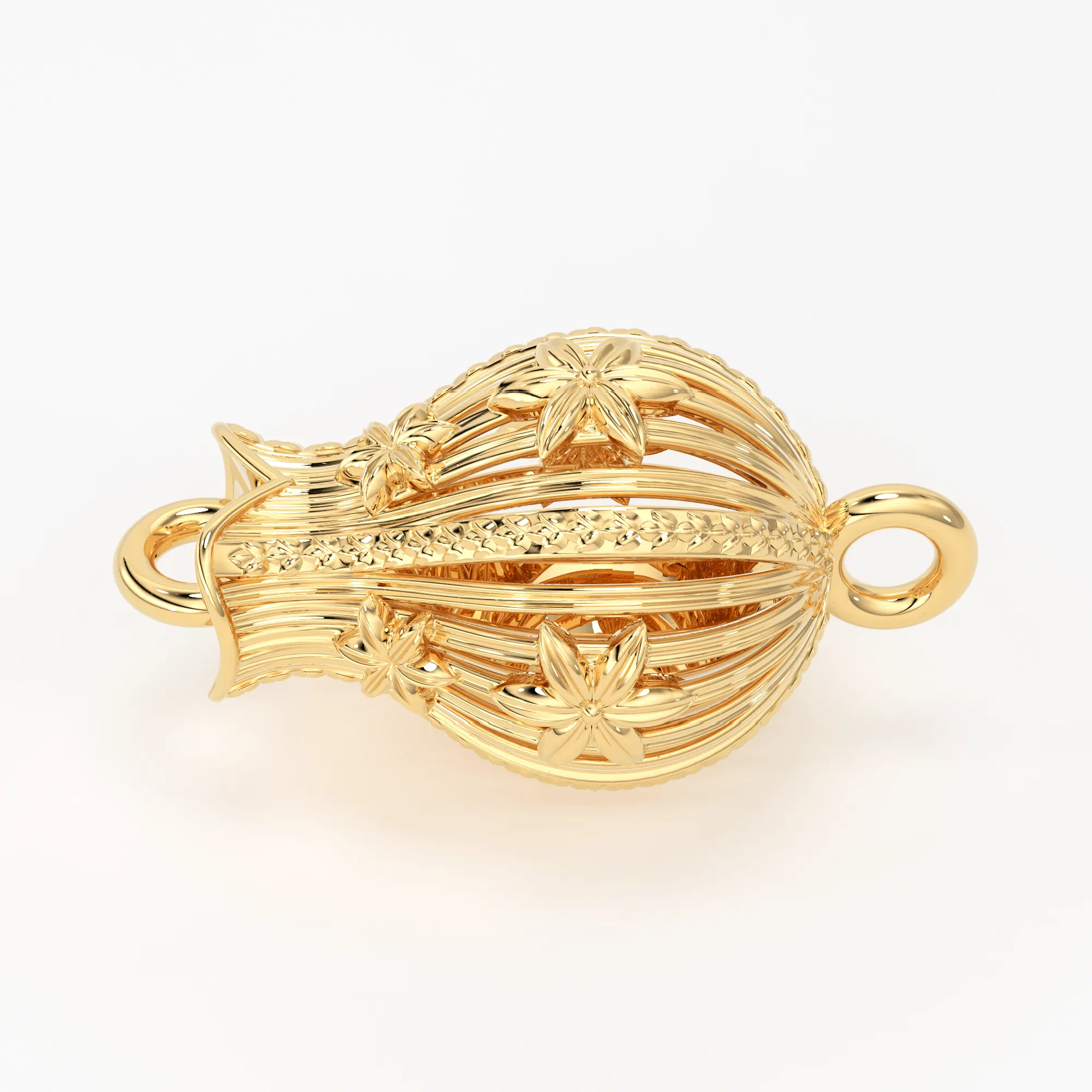 18k Solid Gold Handmade Flower Pot Vase Spacer Charm Connector Bead Finding 11mm 13mm 16mm