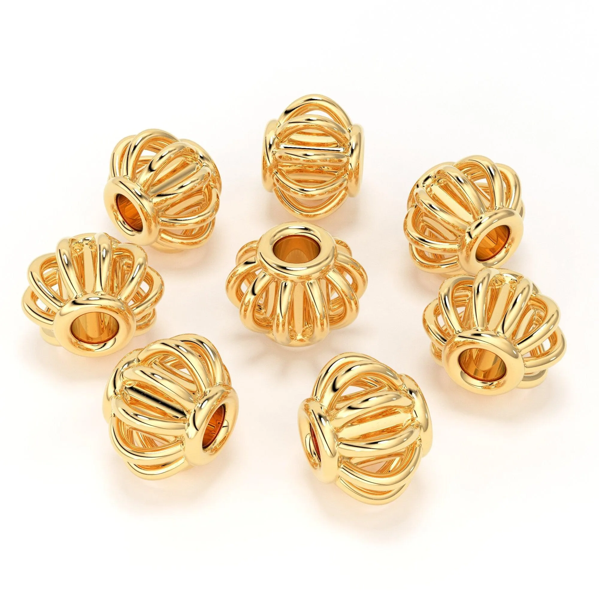 18k Solid Yellow Gold Fancy Bali Spacer Findings Bead Single piece 4.2mm
