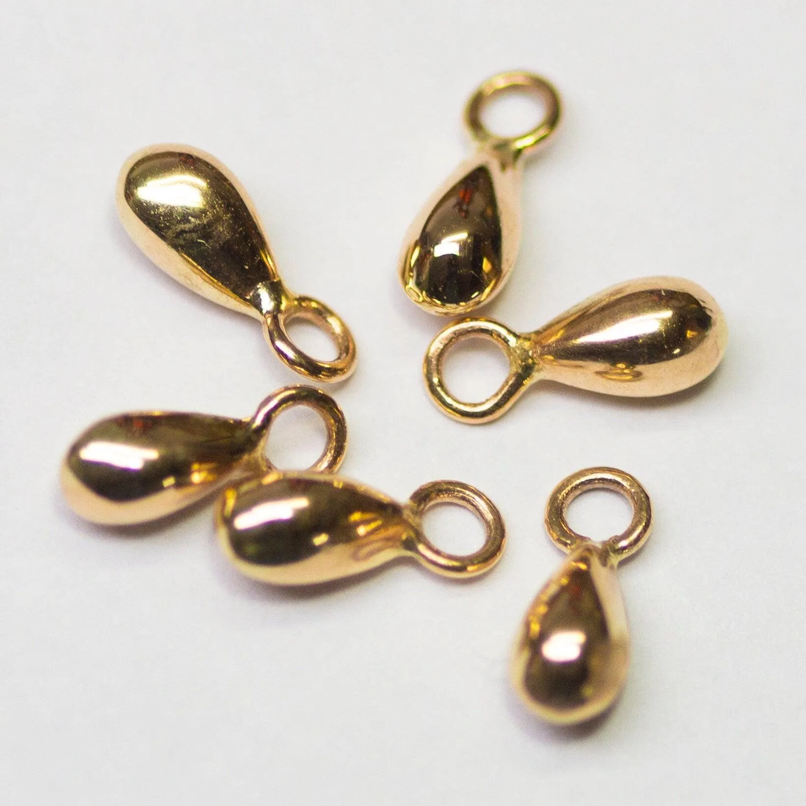 18k Solid Yellow Gold Teardrop Charm Pendant Finding, Gold Drops 3.3mmx8.5mm