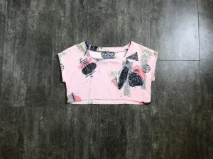 1950s barkcloth top . vintage 50s crop top