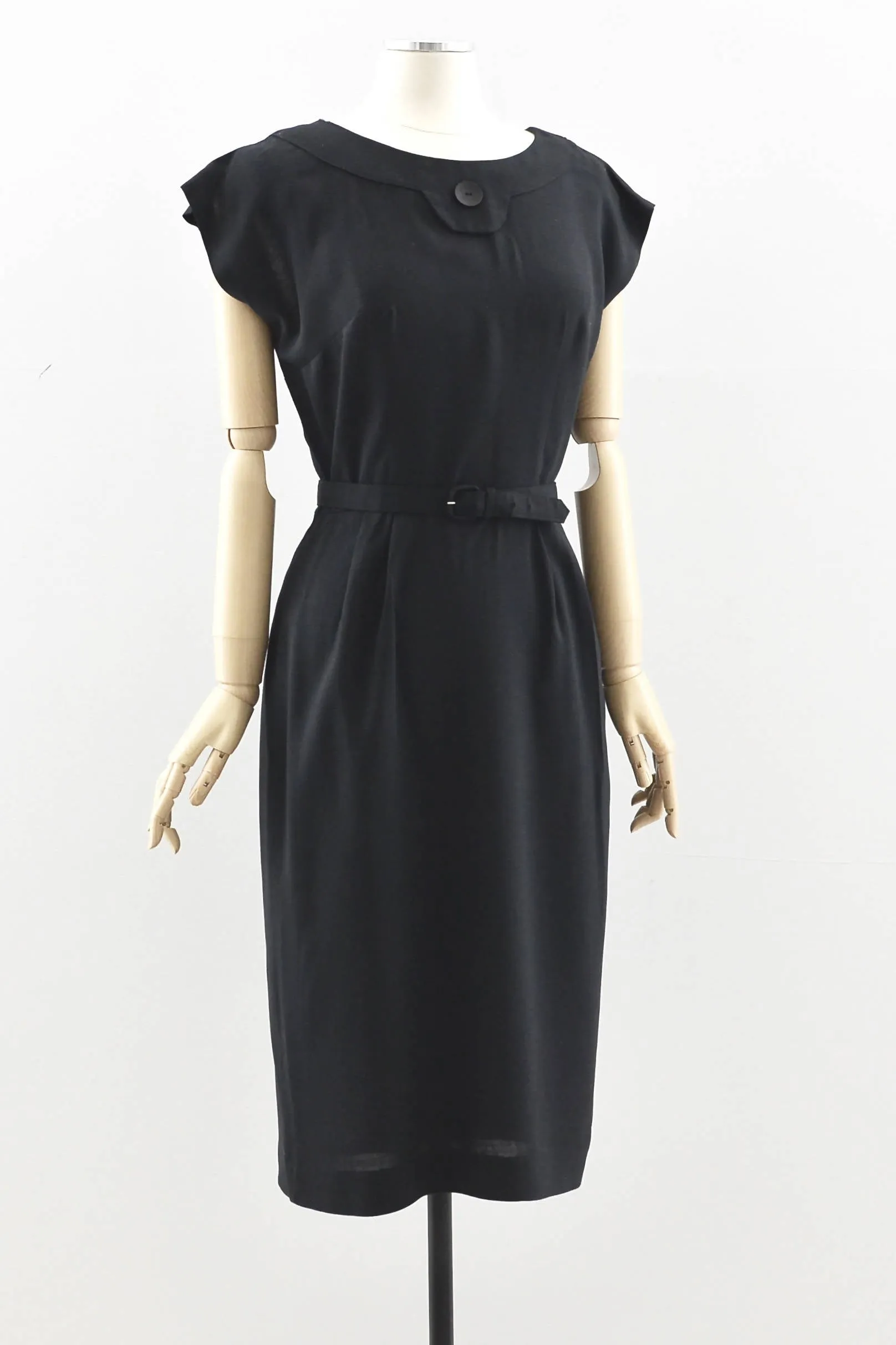 1950s Black Rayon Dress