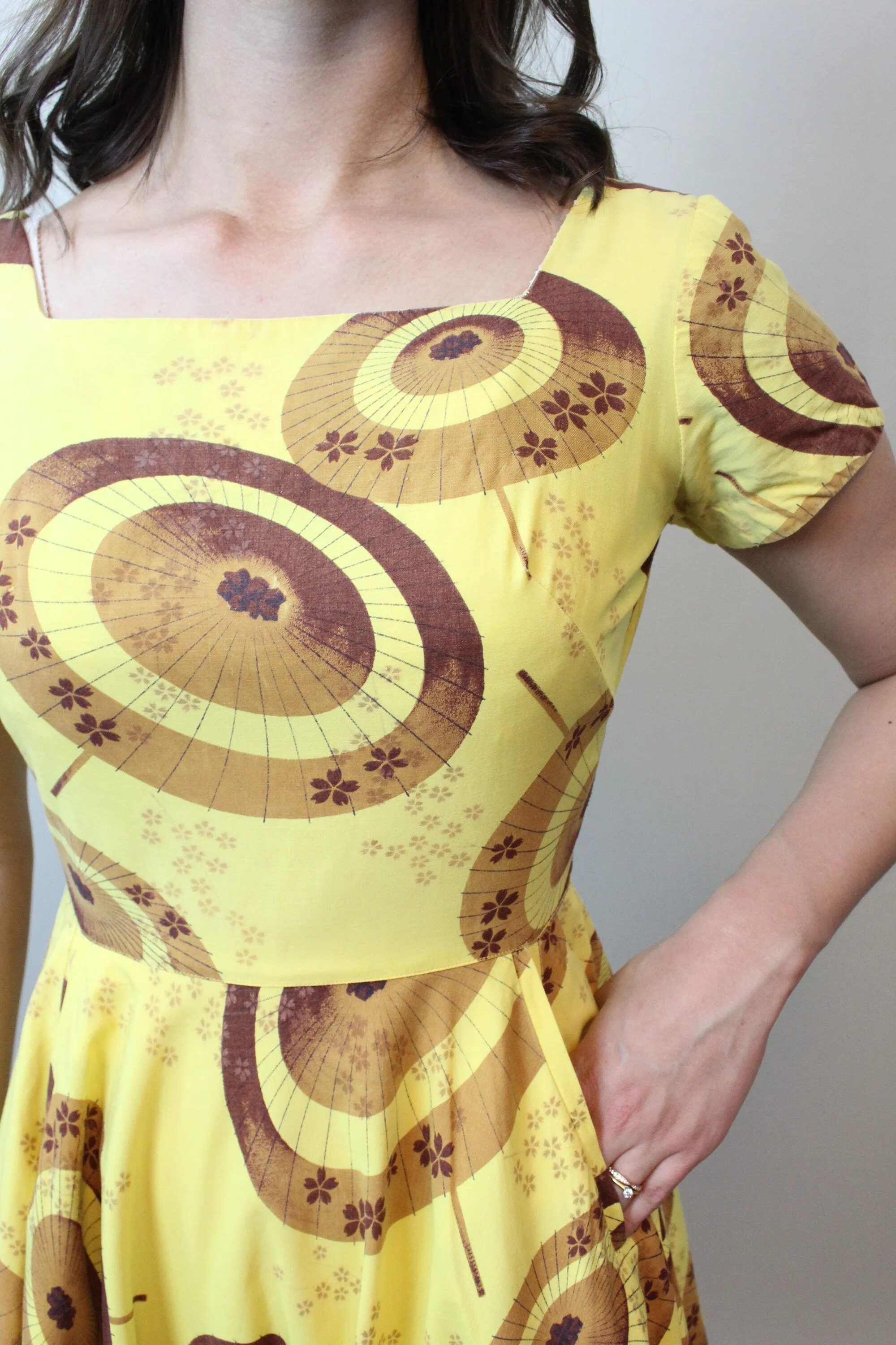 1950s PARASOL print cotton novelty dress xs | new spring