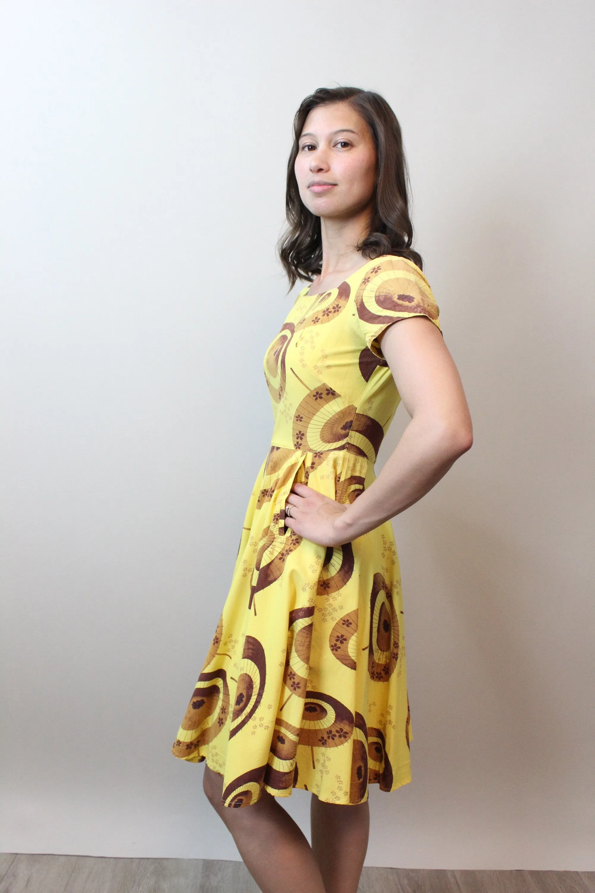 1950s PARASOL print cotton novelty dress xs | new spring