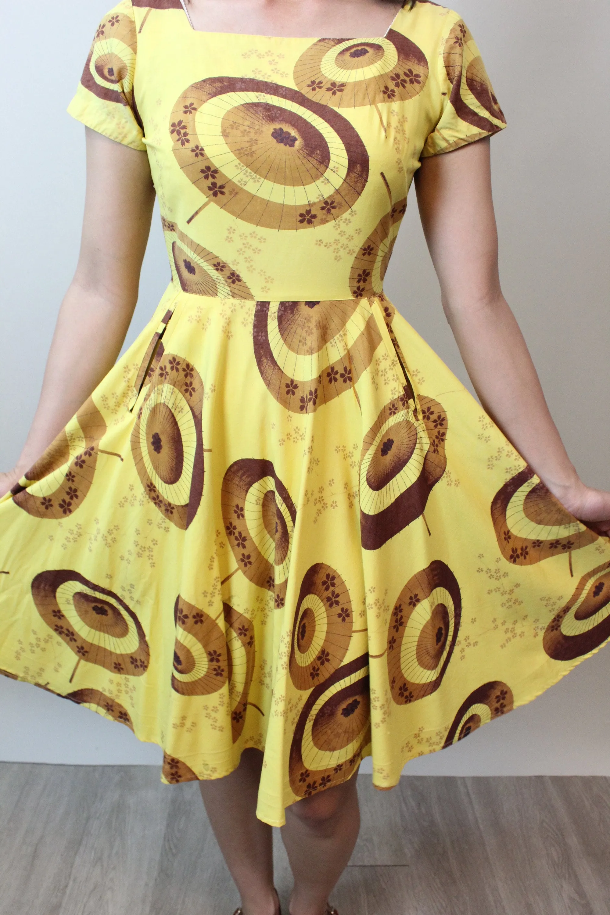 1950s PARASOL print cotton novelty dress xs | new spring