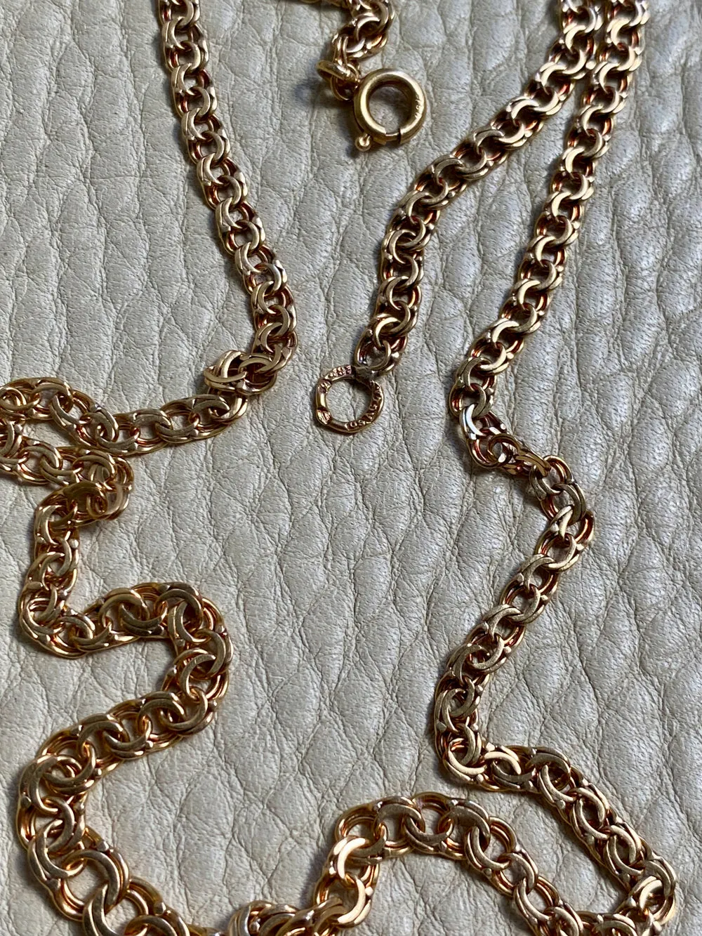 1964 Swedish 18k Gold necklace - Graduated double link chain necklace - 17.5 inch length