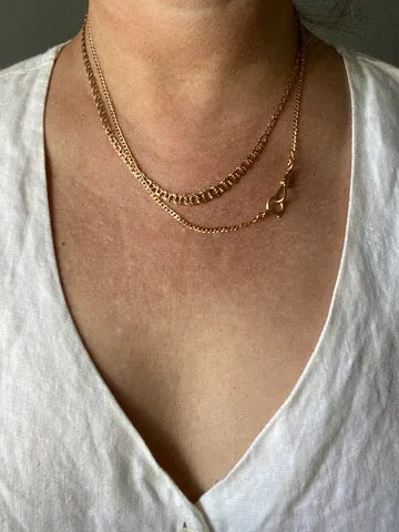 1964 Swedish 18k Gold necklace - Graduated double link chain necklace - 17.5 inch length
