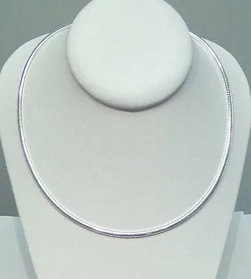 3MM ITALIAN SOLID STERLING SILVER OMEGA CHAIN NECKLACE 16" 18" 20"