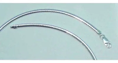 3MM ITALIAN SOLID STERLING SILVER OMEGA CHAIN NECKLACE 16" 18" 20"