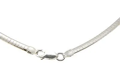 3MM ITALIAN SOLID STERLING SILVER OMEGA CHAIN NECKLACE 16" 18" 20"