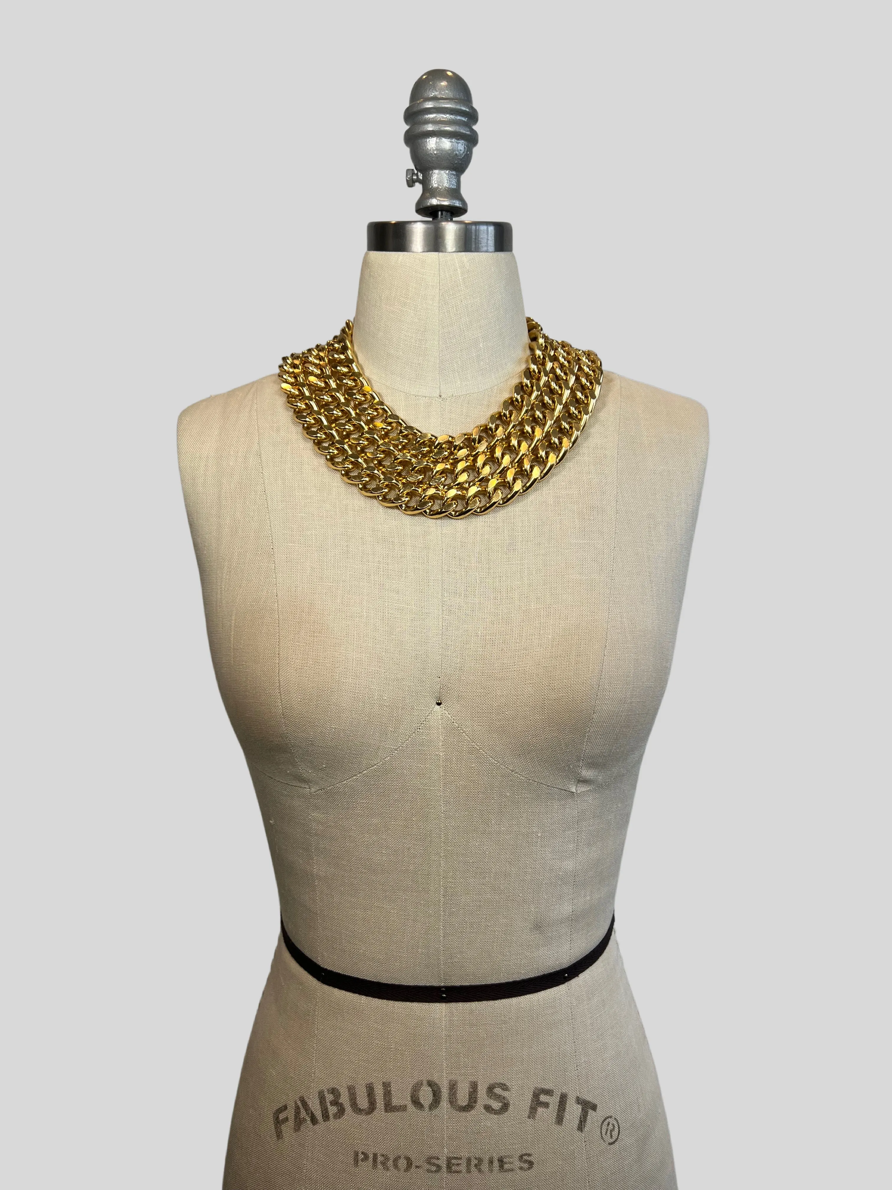 ANNE KLEIN 1980s 1990s Gold Triple Chain Necklace