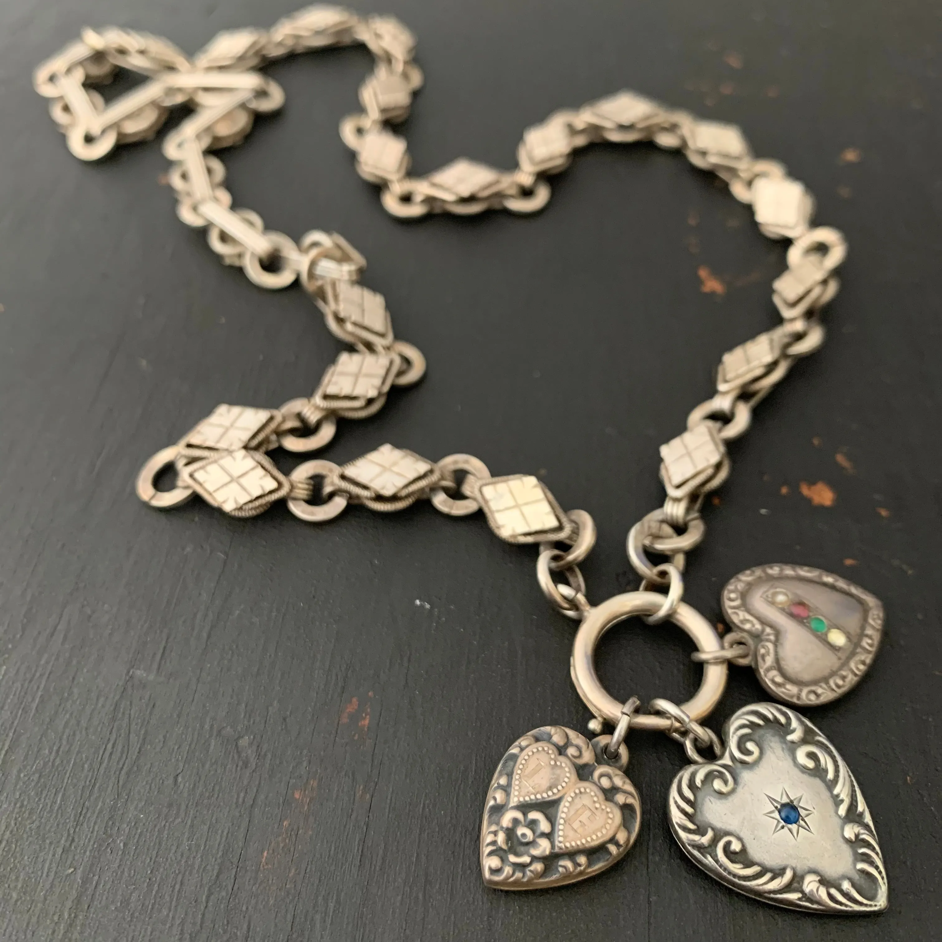 Antique Sterling Silver I Love You Heart Charm