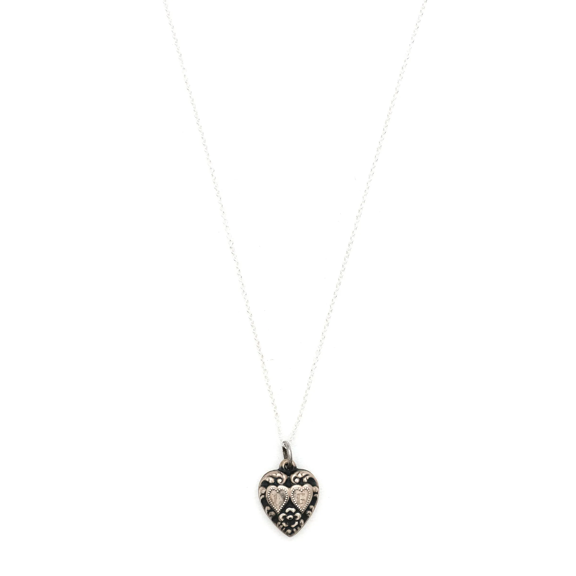 Antique Sterling Silver I Love You Heart Charm
