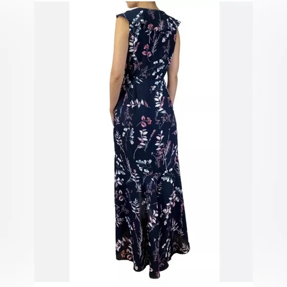 Banana Republic NWT blue white Floral maxi-Wrap Maxi Dress sleeveless-size 2