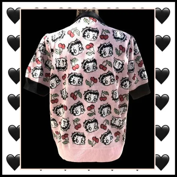 Betty Boop x Unique Vintage Pink  Betty Cherry Love Sweater Size XL NWT