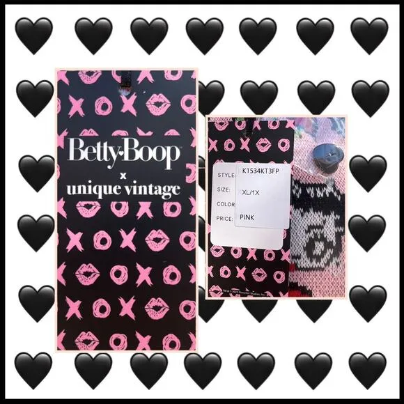 Betty Boop x Unique Vintage Pink  Betty Cherry Love Sweater Size XL NWT