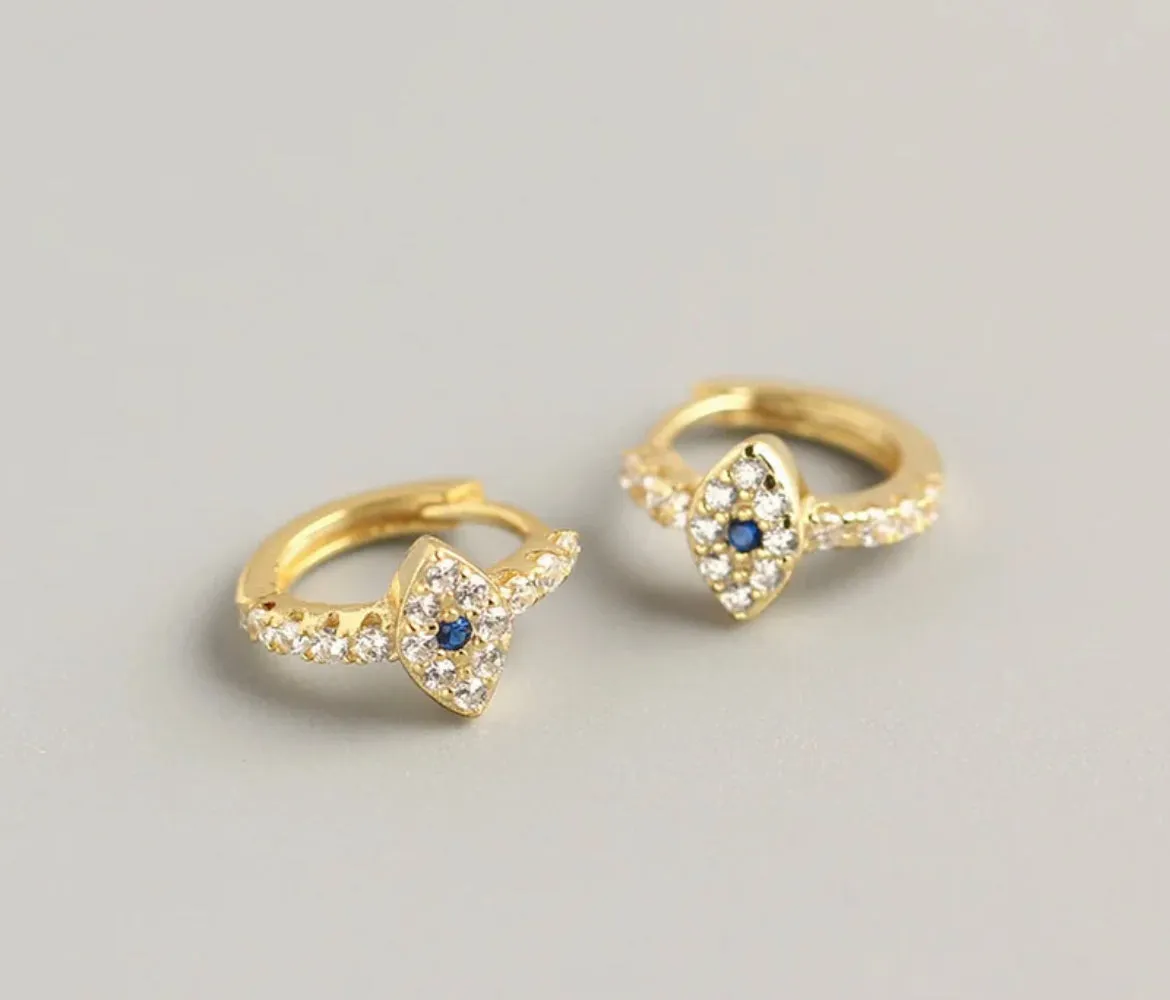 Boho & Mala Evil Eye 18k Gold Plated Hoop Earrings DE1019