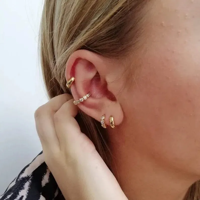 Boho & Mala Huggie 18k Gold Plated Hoop Earring