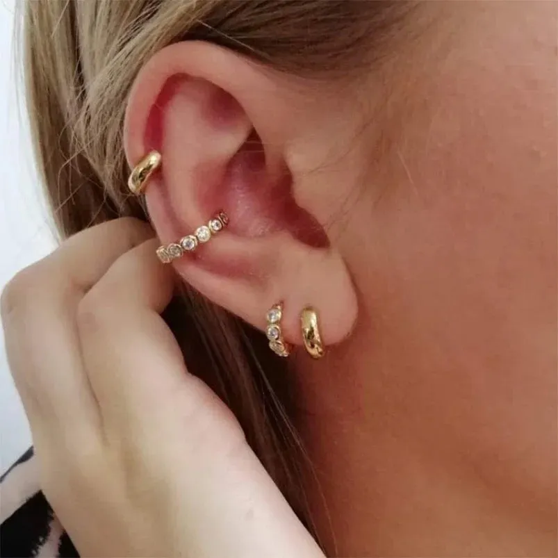 Boho & Mala Huggie 18k Gold Plated Hoop Earring
