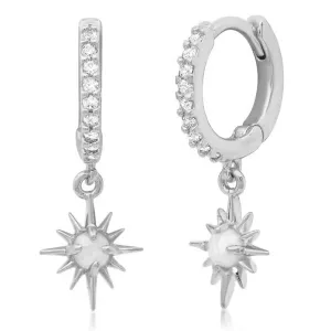 Boho & Mala Opal Star Sterling Silver Hoop Huggie Earrings