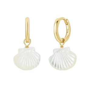 Boho & Mala Shell Huggies 18k Gold Plated Hoop Earring
