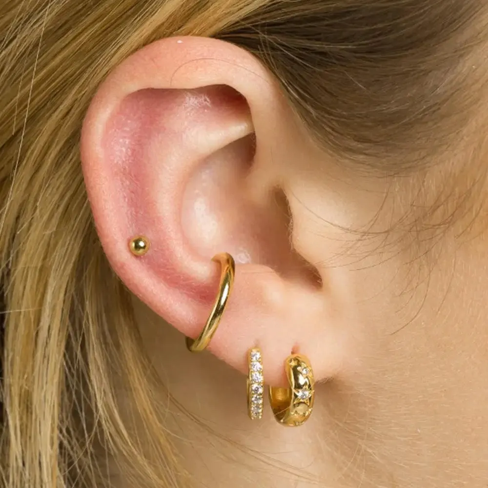 Boho & Mala Star Hoop Huggies 18k Gold Plated Hoop Earring