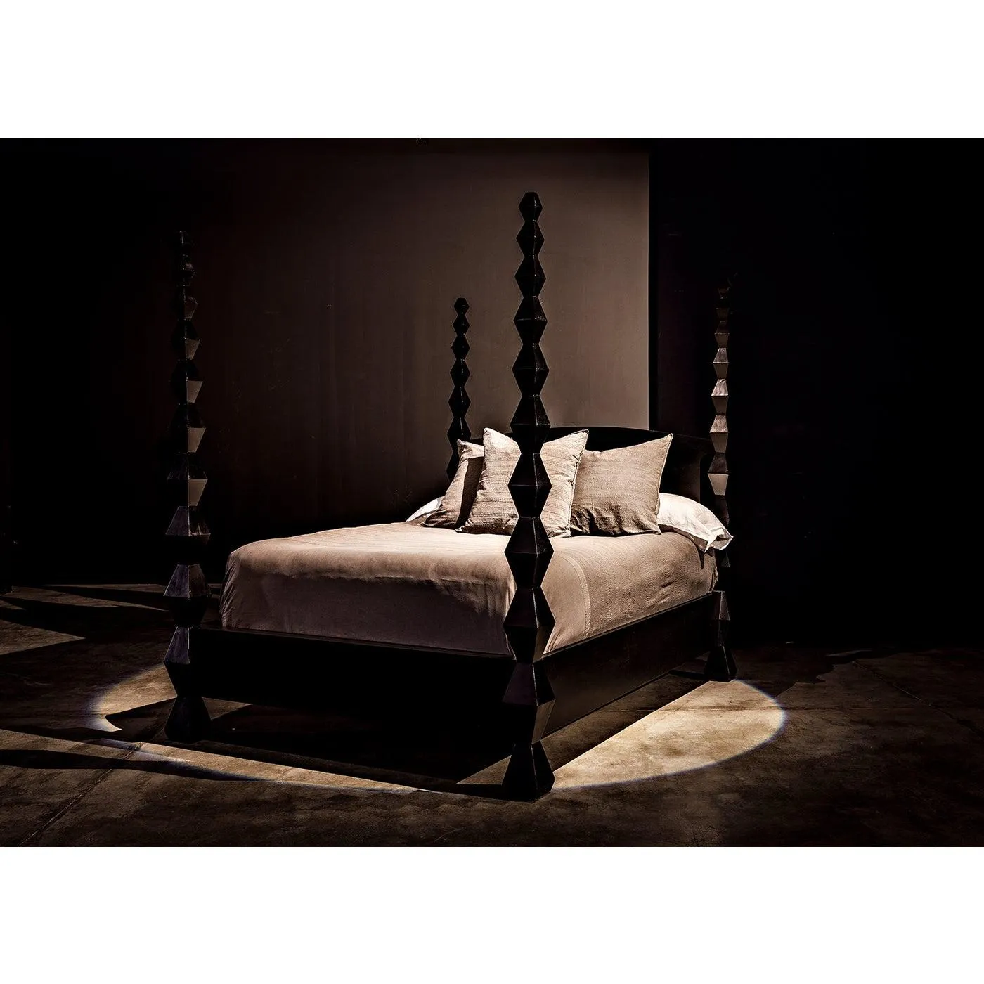 Brancusi Bed, Queen, Hand Rubbed Black