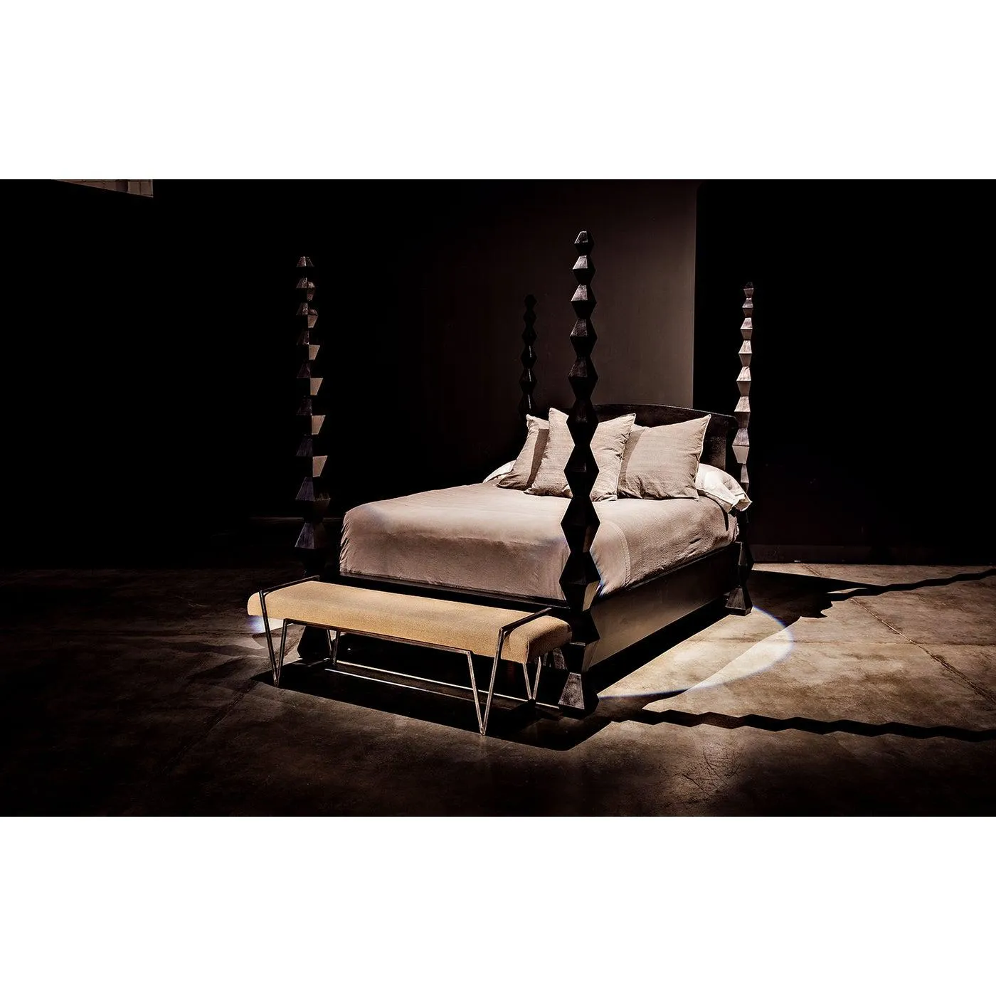 Brancusi Bed, Queen, Hand Rubbed Black