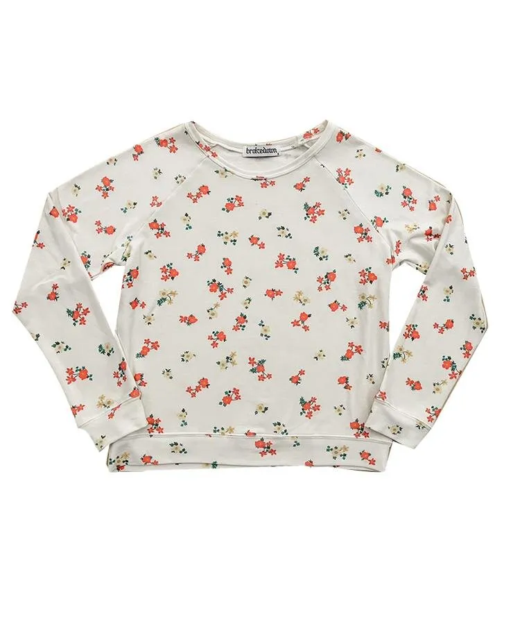 Brokedown Clothing Women's Mini Floral Off White Sweatshirt