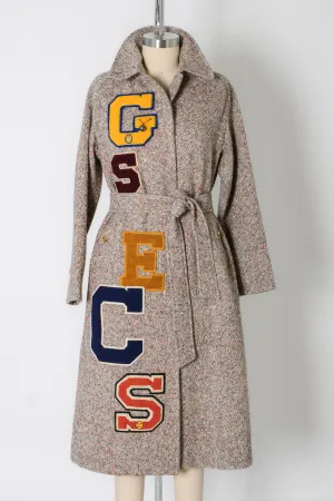 Burberry Prorsum Letterman Patch Tweed Coat