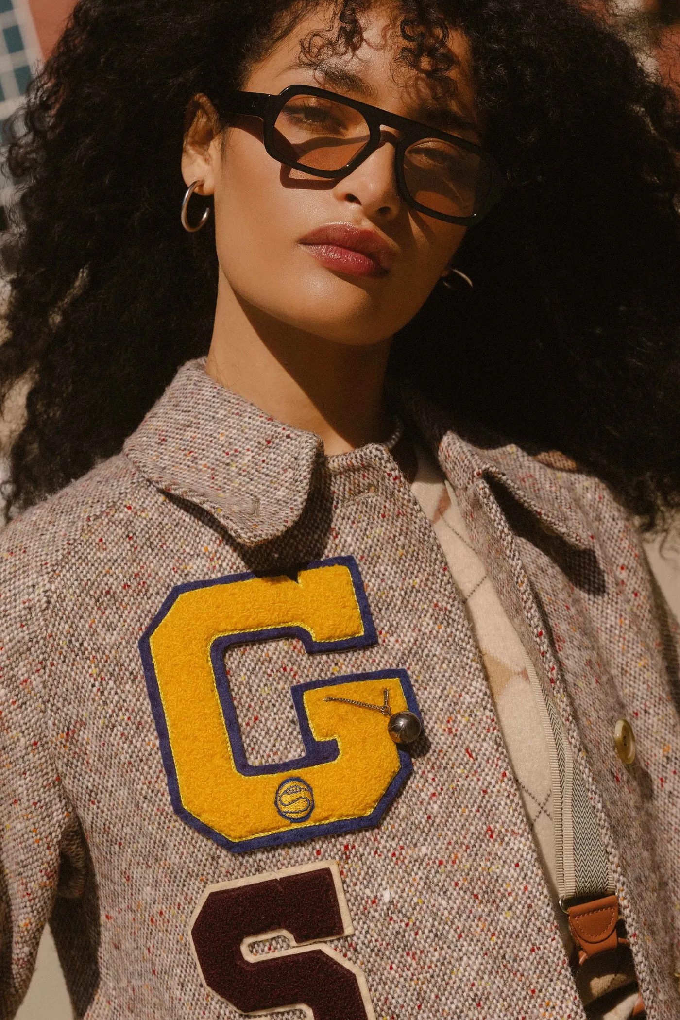 Burberry Prorsum Letterman Patch Tweed Coat