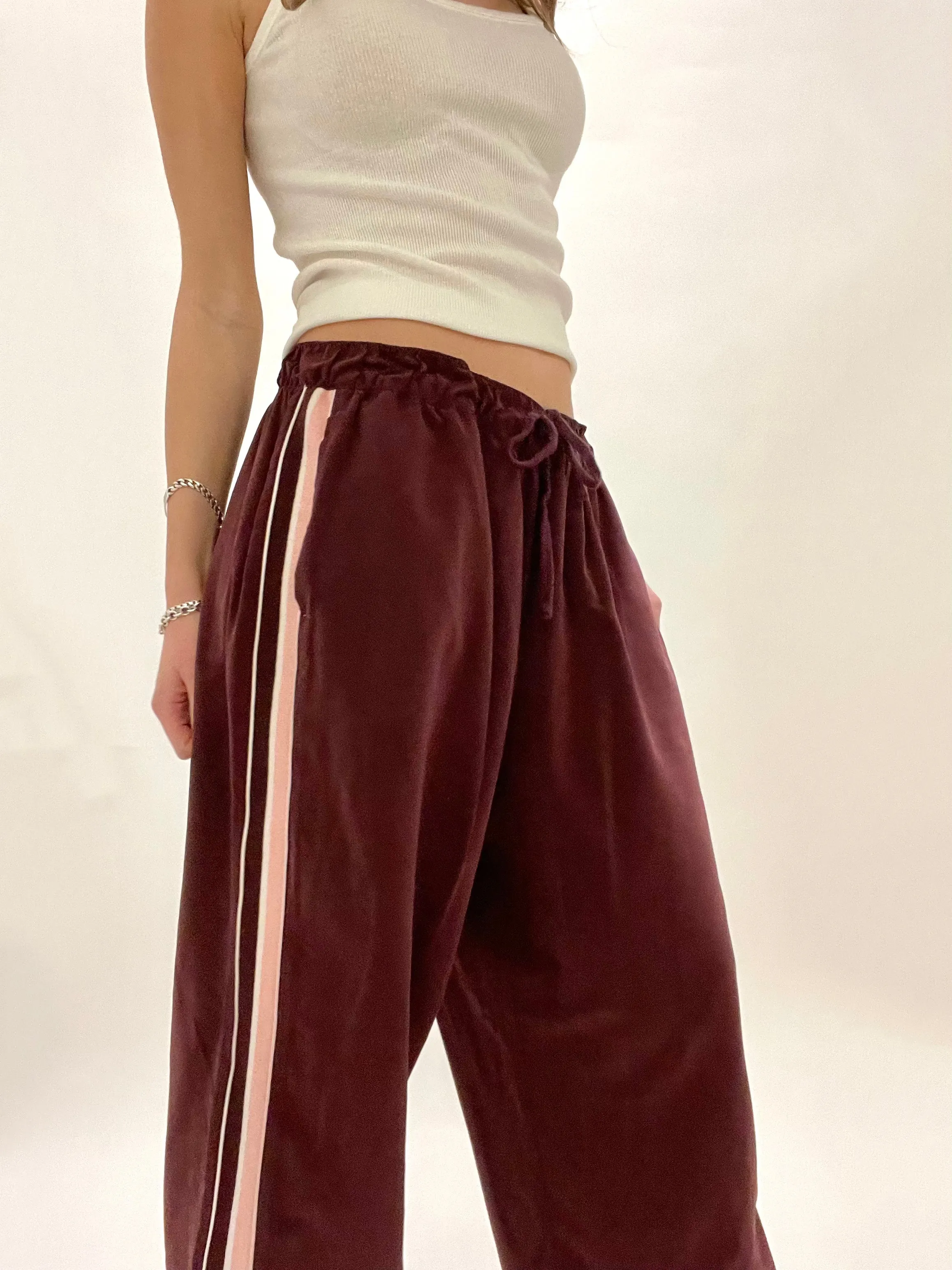 Burgundy & Pink Track Pants