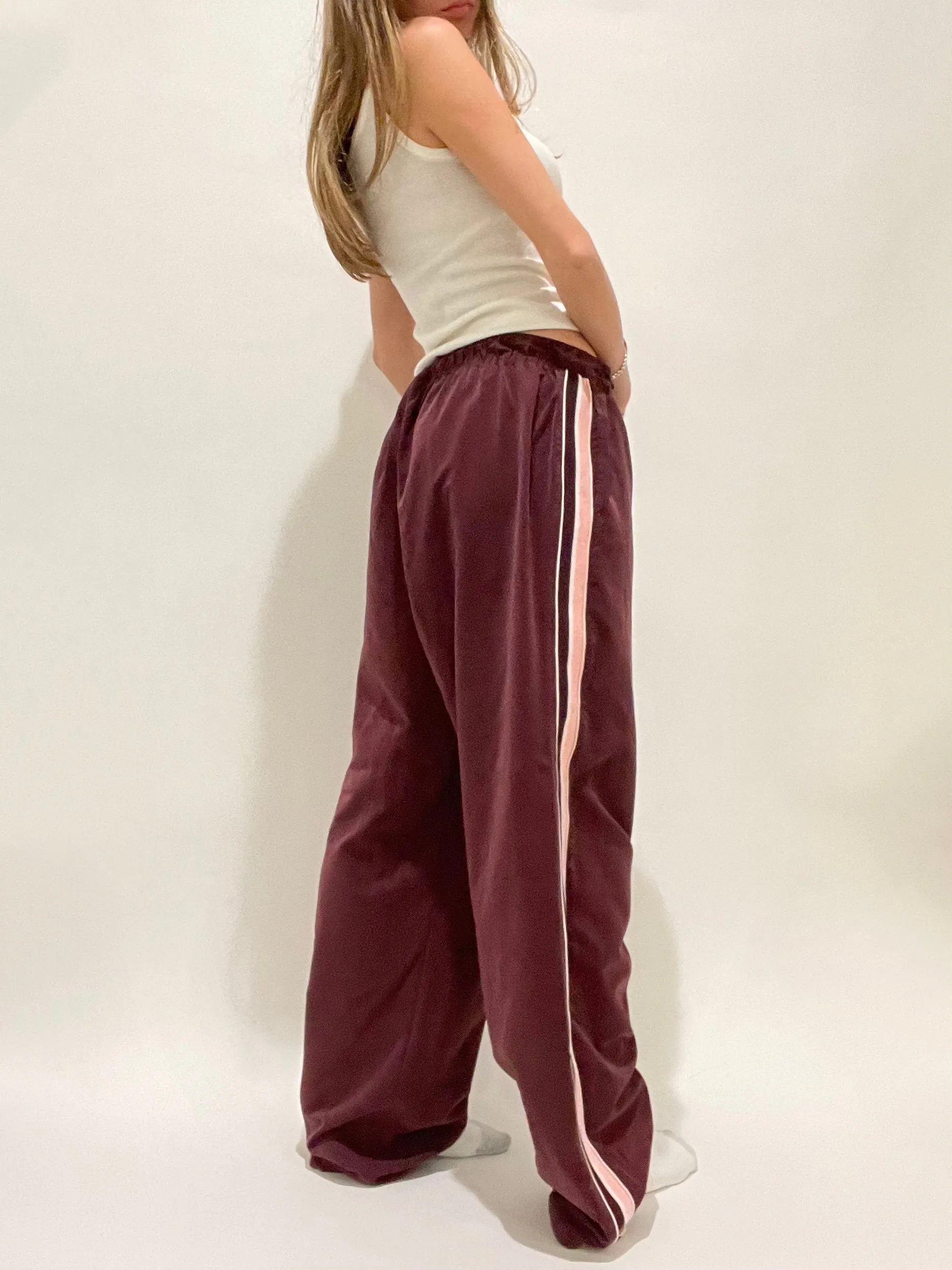 Burgundy & Pink Track Pants