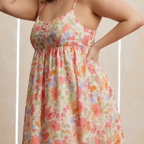Calla Button Floral Maxi Dress