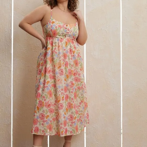Calla Button Floral Maxi Dress
