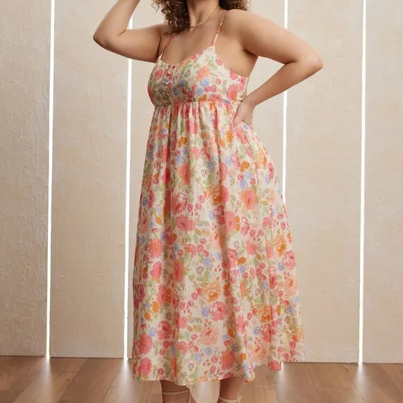 Calla Button Floral Maxi Dress
