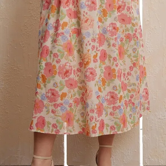 Calla Button Floral Maxi Dress