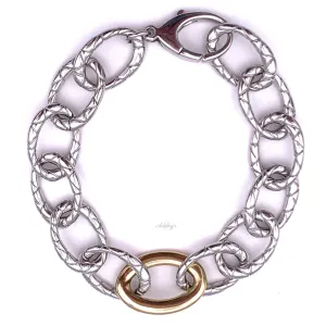 Chain Link Bracelet, Sterling Silver & 14k gold