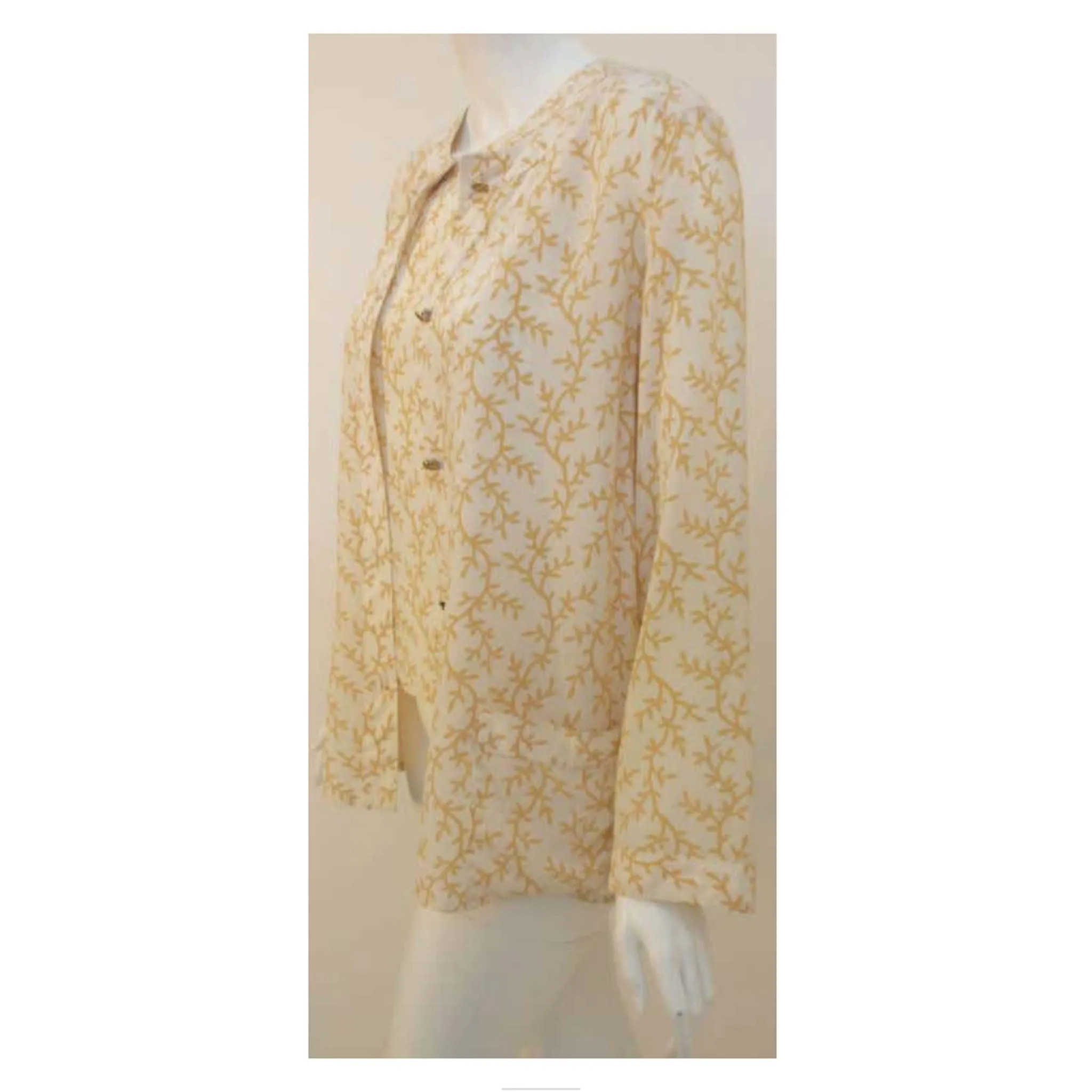 Chanel 2 pc Cream & Yellow Silk Blouse and Tank Set