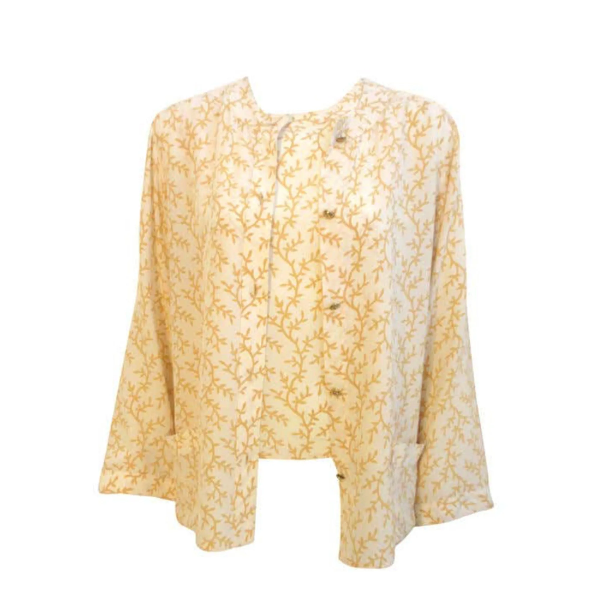 Chanel 2 pc Cream & Yellow Silk Blouse and Tank Set