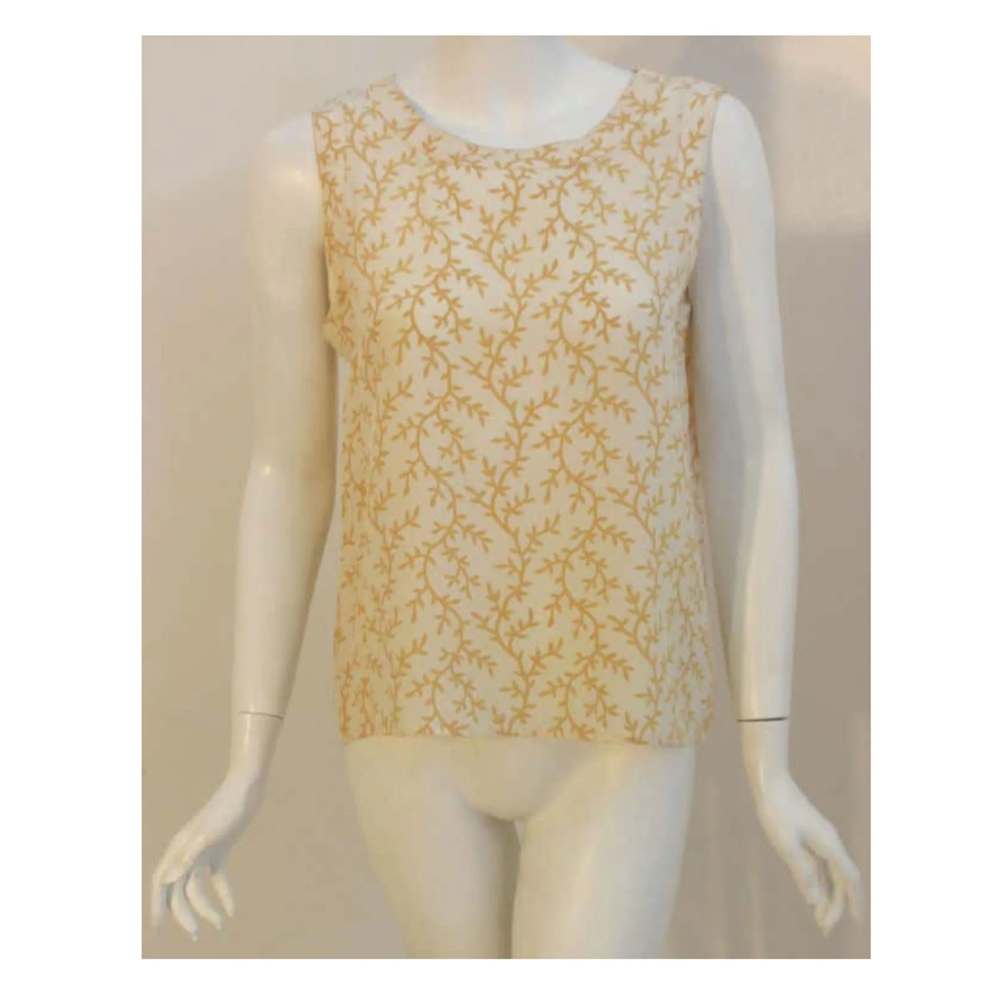 Chanel 2 pc Cream & Yellow Silk Blouse and Tank Set