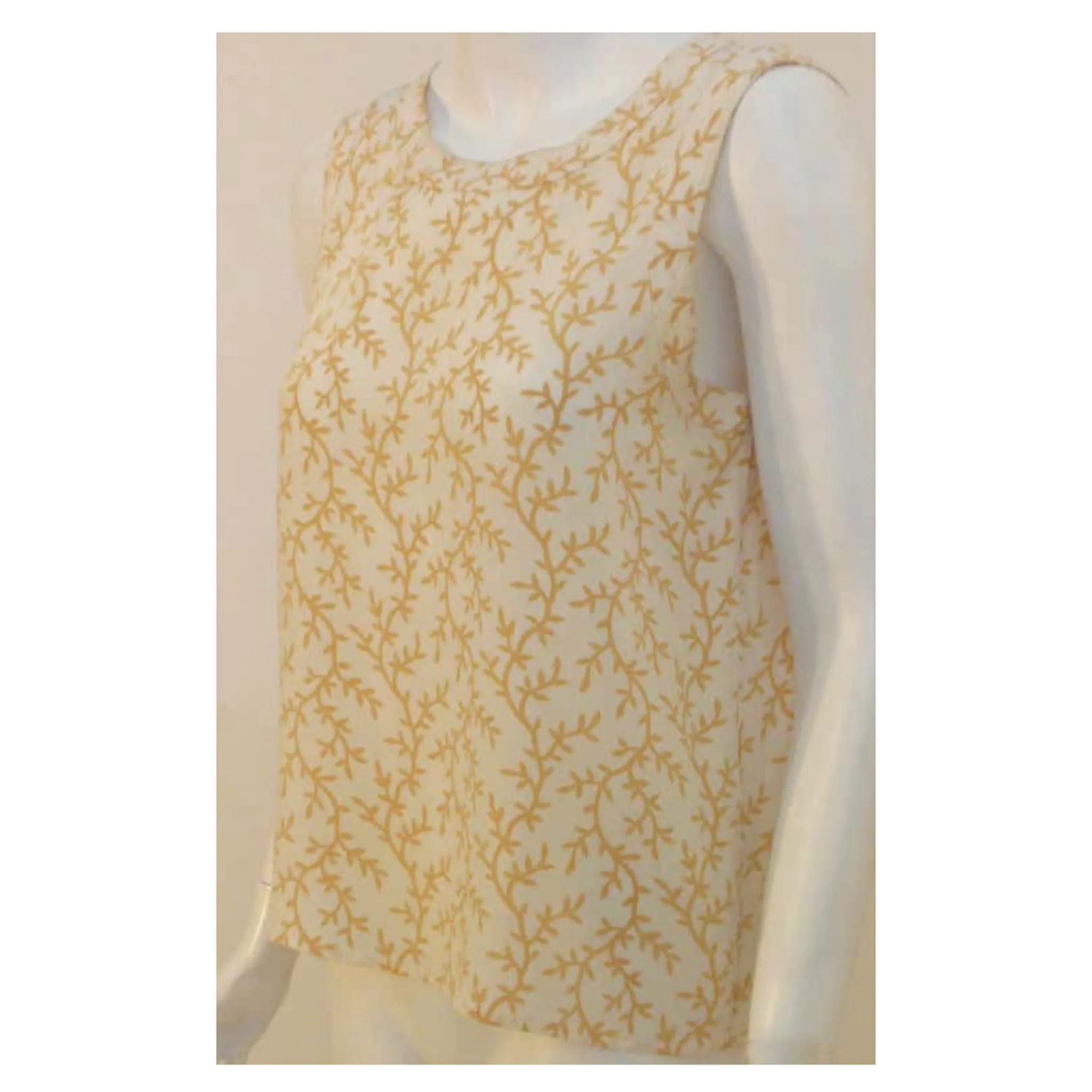 Chanel 2 pc Cream & Yellow Silk Blouse and Tank Set
