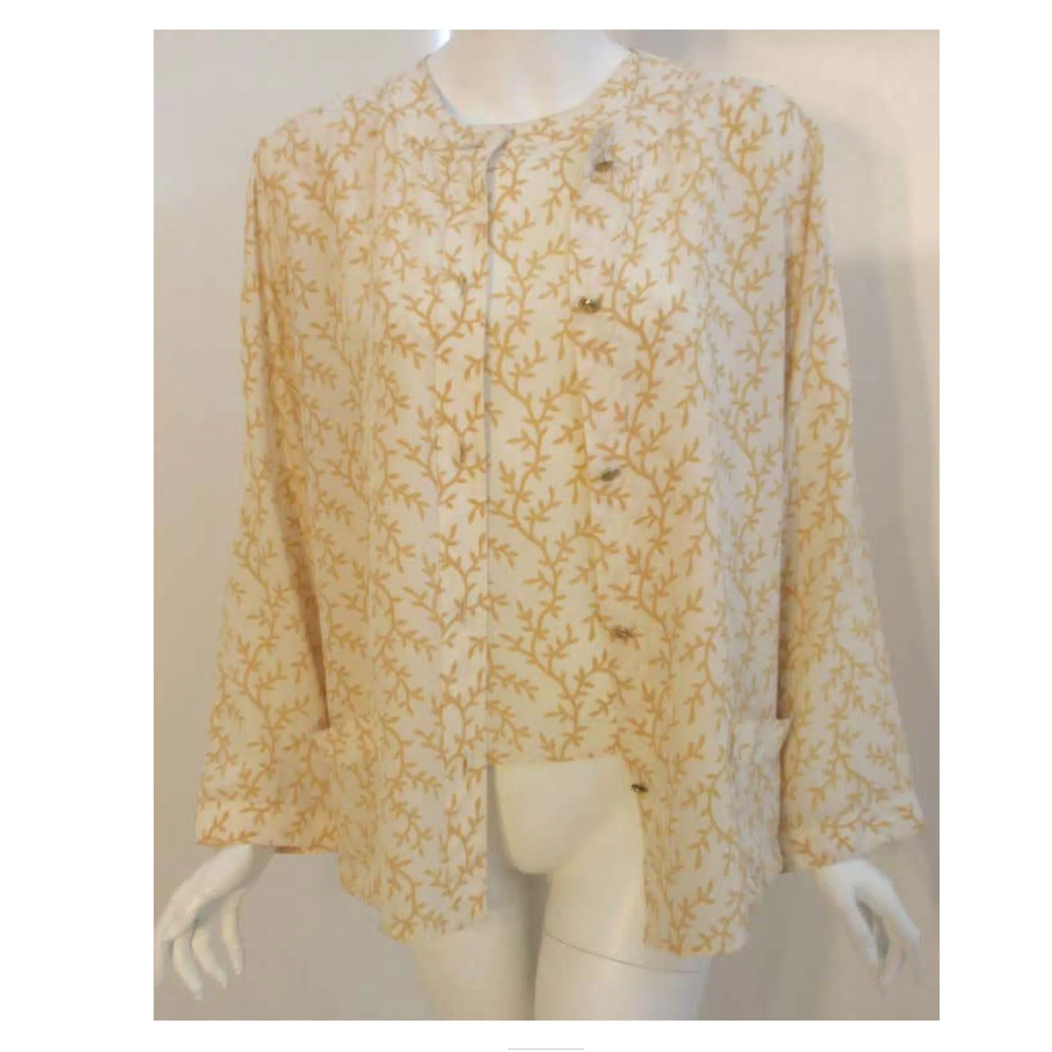 Chanel 2 pc Cream & Yellow Silk Blouse and Tank Set