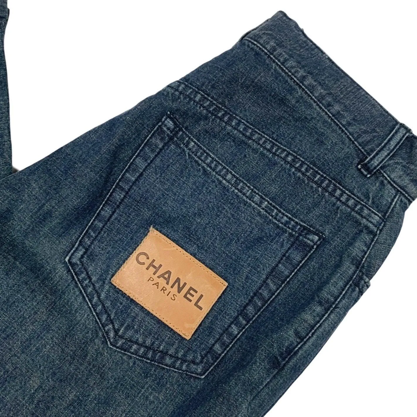 Chanel Denim Front Zip Cuff Jeans