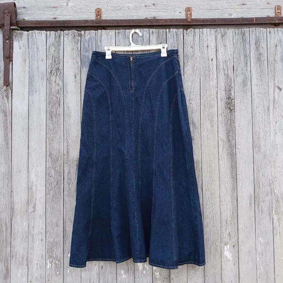 Chez Vouz de France Vintage Y2K Size Large Denim Mermaid Skirt Midi Modest